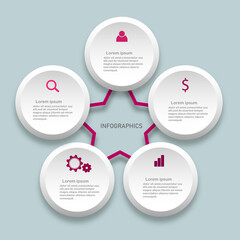 Vector infographics design template on the white background, diagram, annual report, web design. Business concept with 4 step, steps or processes.