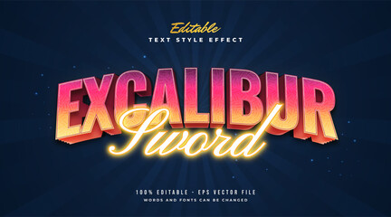 Glowing Excalibur Text Style in Colorful and Neon Effect. Editable Text Style Effect