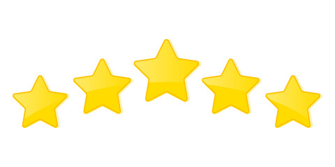 Five stars customer product rating review flat icon for apps and websites