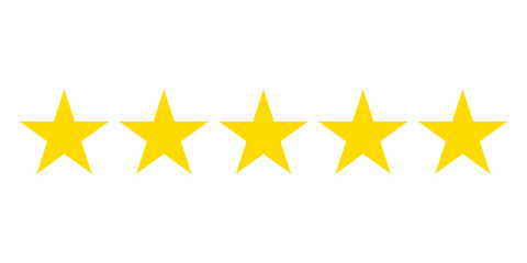 Five stars customer product rating review flat icon for apps and websites