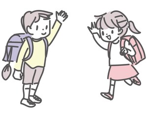小学生の男の子と女の子のイラスト