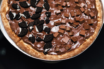 Sweet pizza - chocolate pizza with oreo biscuit