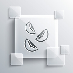 Grey Tomato icon isolated on grey background. Square glass panels. Vector