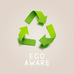 Vector paper green recycling symbol for eco aware design