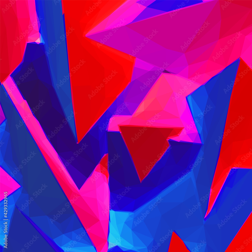 Poster Abstract background with blue and red triangular shapes