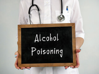 Medical concept meaning Alcohol Poisoning with phrase on the page.