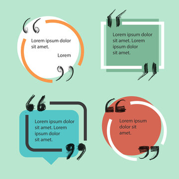 Quote box hand drawn templates set. Color text bubble vector