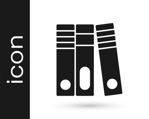 Black Office folders with papers and documents icon isolated on white background. Office binders. Archives folder sign. Vector