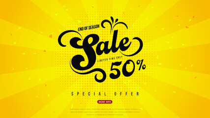 Sale banner typography brush design, Big sale special up to 50% off. Super Sale, end of season special offer banner. vector illustration.