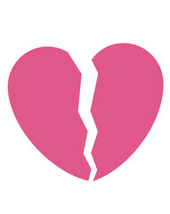 二つに割れたハートマークのイラスト