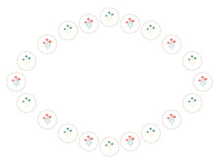 赤と青のお花のフレーム東欧風