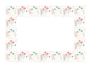 赤と青のお花のフレーム東欧風