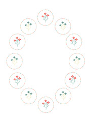 赤と青のお花のフレーム東欧風
