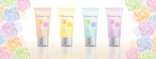 化粧品　チューブ　クリーム　花模様