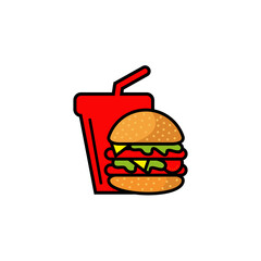Burger and drink cup logo design template