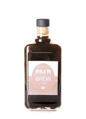 Bottle of cold brew on white background