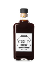 Bottle of cold brew on white background