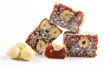 It is located dessert of Adana and Mersin cities in Turkey. Traditional turkish dessert cezerye. Turkish delight.