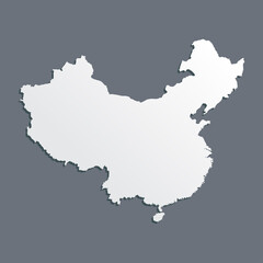 Obraz premium Vector Asia country map China, silver style