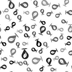 Black Location with leaf icon isolated seamless pattern on white background. Eco energy concept. Alternative energy concept. Vector