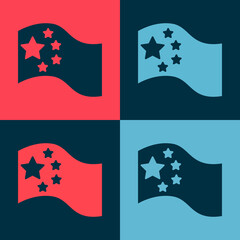 Pop art China flag icon isolated on color background. Vector