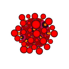 Red virus illustration. Coronavirus Concepts. Dangerous.
