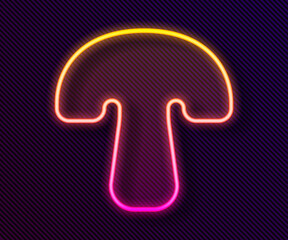 Glowing neon line Mushroom icon isolated on black background. Vector