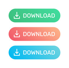 Download vector web button with down arrow.