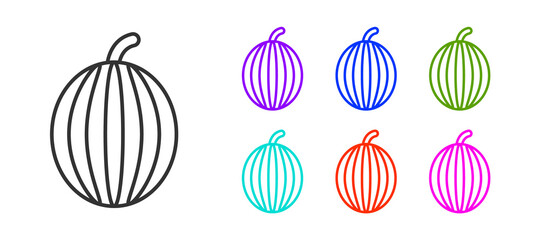 Black line Watermelon icon isolated on white background. Set icons colorful. Vector