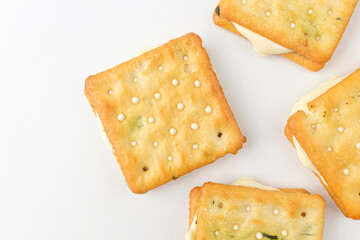 Nougat cracker on white background