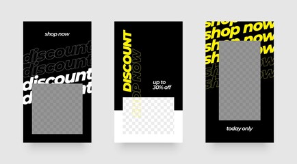 Stories template set for sale banner. Social media story mockup.
