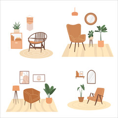 cozy living room collection, set of living room interior 