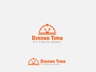 Food time logo design, concept for dinner time, lunchtime, breakfast time, food clock logo design template
