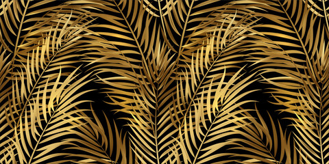 Tropische palmbladeren, jungle bladeren naadloze vector bloemmotief achtergrond
