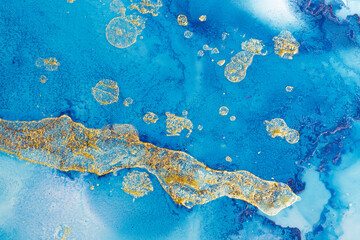 Fototapeta premium Blue marble and gold abstract background