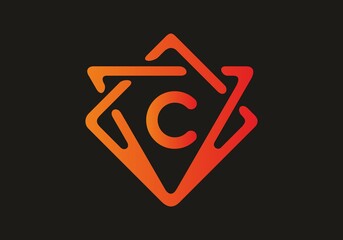Orange red gradient color of C initial letter
