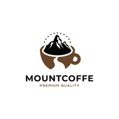 Mount Coffee logo vector icon illustration hipster style for your business