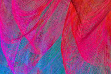 Bright yarn red and blue floating