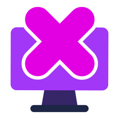 Fototapeta premium computer icon. computer with delete. flat design vector icon.