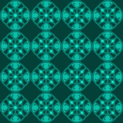 blue turquoise aqua menthe mandala art seamless pattern floral creative design background vector illustration
