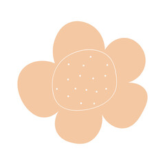 Small yellow flower. Spring rose. Simple hand-drawn kids style. Pretty ditsy for fabric, textile, wallpaper. Digital vector illustration in white background