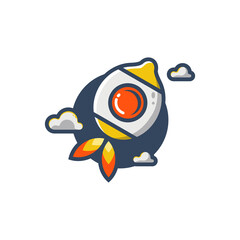 illustration of lemon rocket with cloud. lemon and rocket combination concept logo icon.