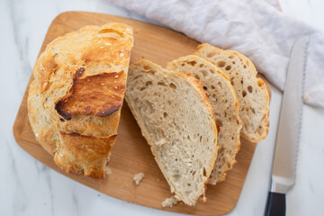 Fresh No Knead Bread in a Cast Iron Dutch Oven