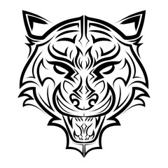 Black and white line art of tiger head. Good use for symbol, mascot, icon, avatar, tattoo, T Shirt design, logo or any design you want.