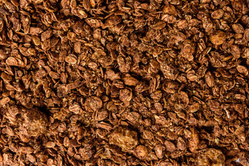 Chocolate granola texture or background.