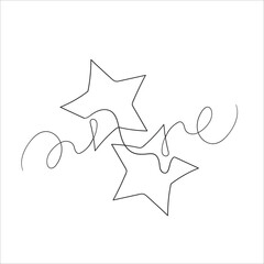hand draw doodle stars illustration in continuous line arts style vector