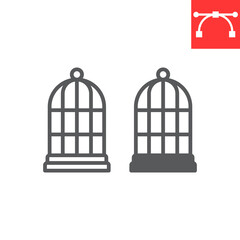 Birdcage line and glyph icon, pet shop and freedom, cage vector icon, vector graphics, editable stroke outline sign, eps 10