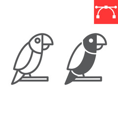 Parrot line and glyph icon, pet and bird, macaw vector icon, vector graphics, editable stroke outline sign, eps 10