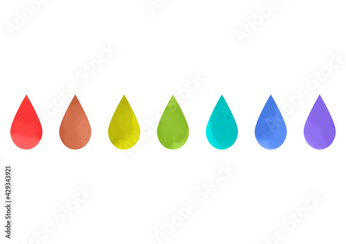 水彩 虹色 水 水滴 アイコン セット Wall Mural Ontamaudon