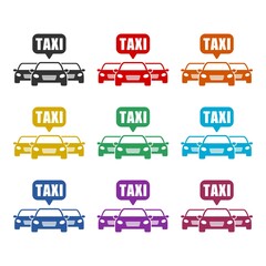Taxi icon isolated on white background color set